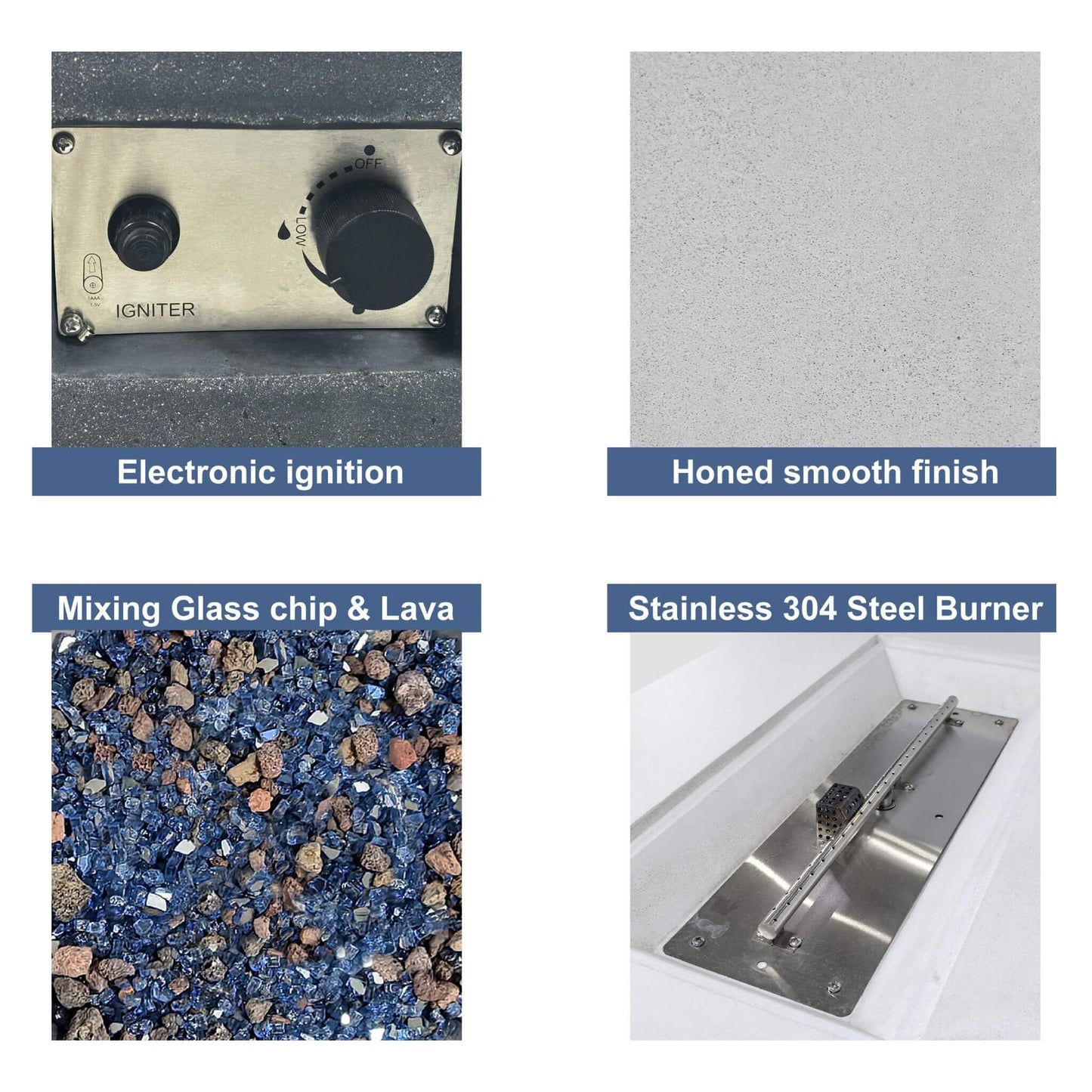 52" Outdoor Concrete Liquid Propane Rectangular Fire Pit Table (SAK84314)