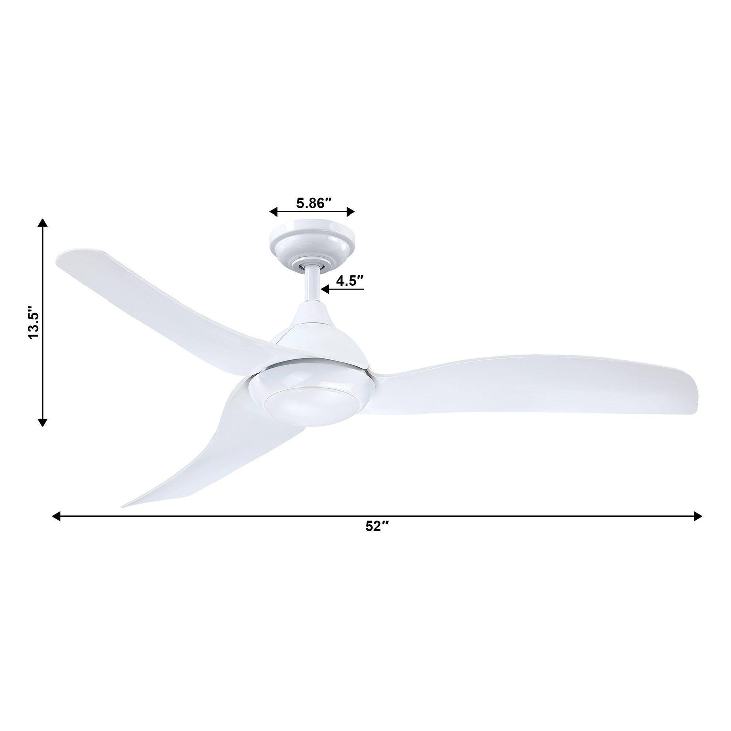 52" Industrial DC Motor Downrod Mount Reversible Ceiling Fan with LED Lighting and Remote Control