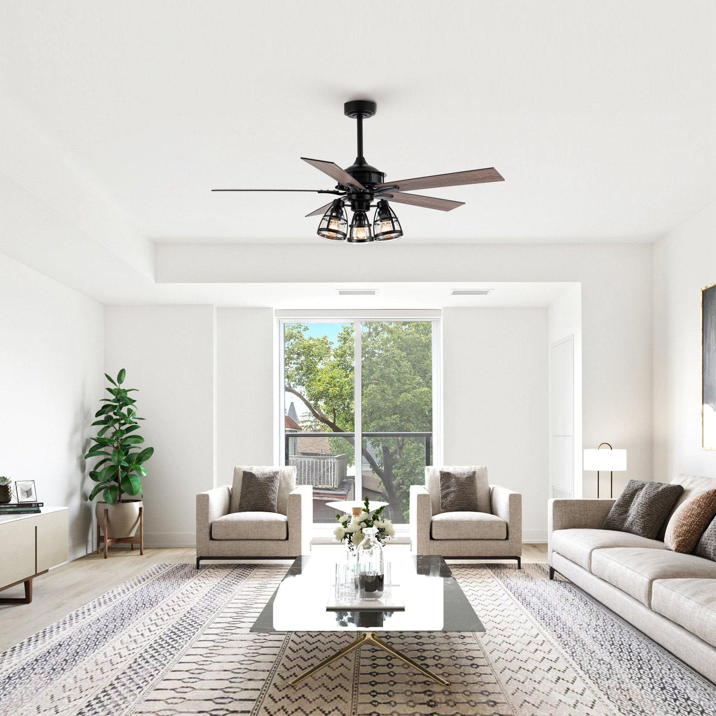 52" Kashmir Traditional Downrod Mount Reversible Ceiling Fan with Lighting and Remote Control