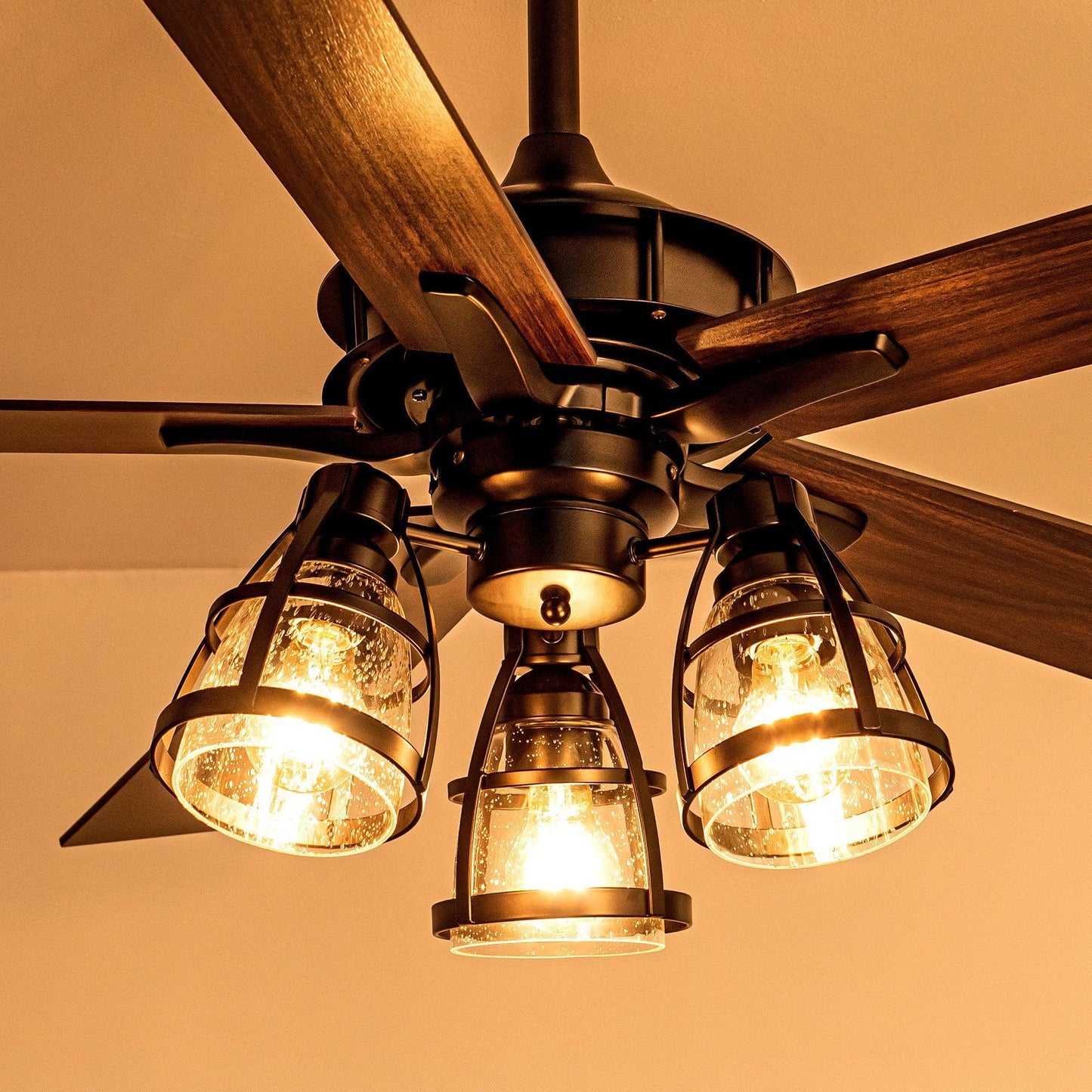 52" Kashmir Traditional Downrod Mount Reversible Ceiling Fan with Lighting and Remote Control