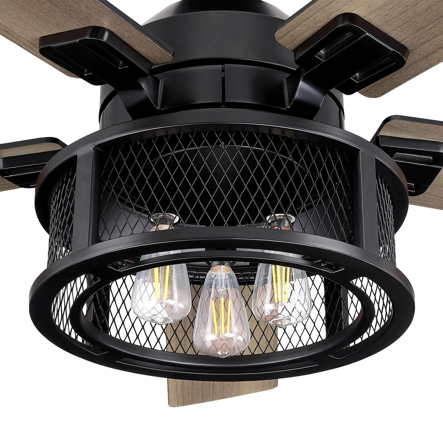 52 Industrial Reversible 5 Blade Mesh Led Ceiling Fan