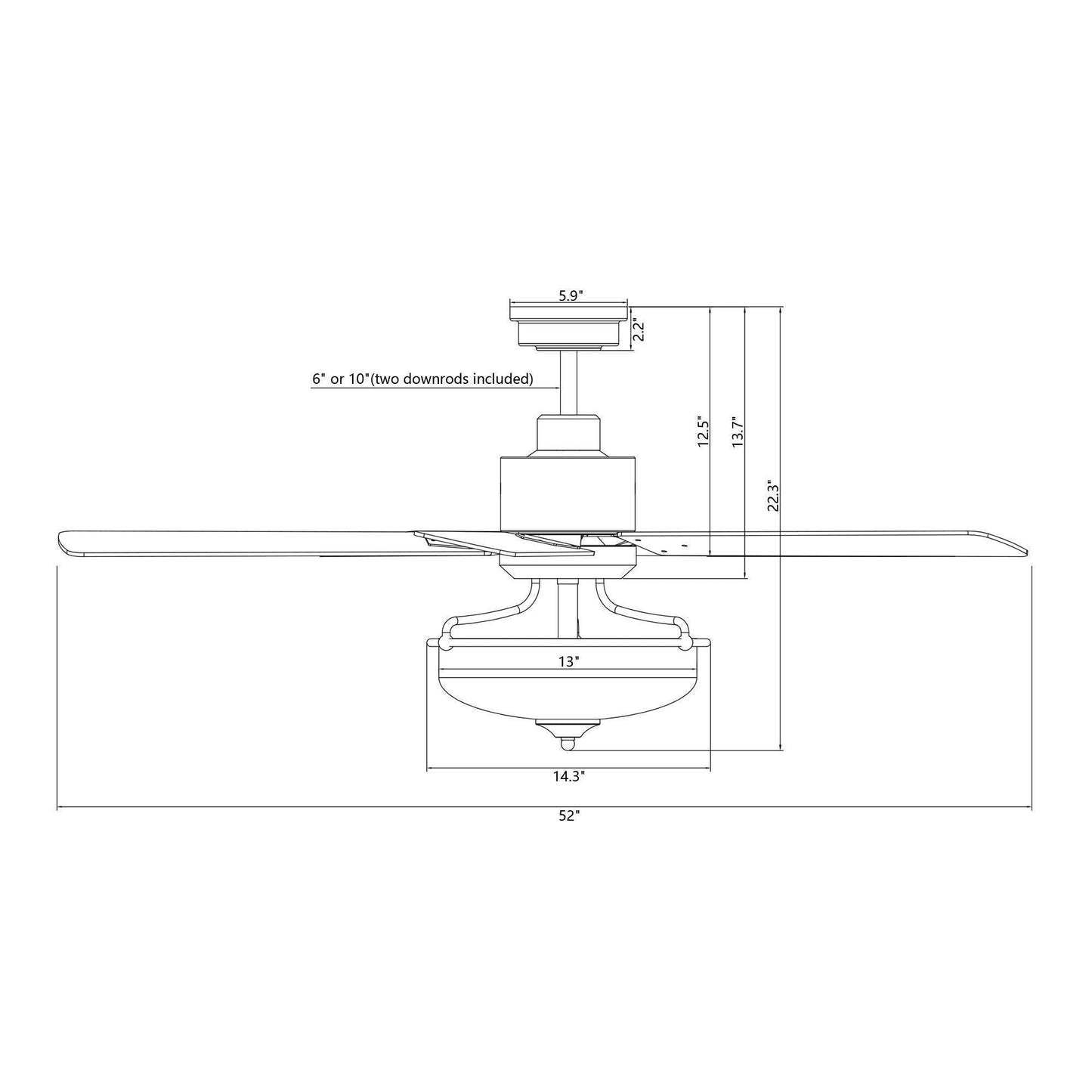 52" Mumbai Industrial Downrod Mount Reversible Ceiling Fan with Lighting and Remote Control