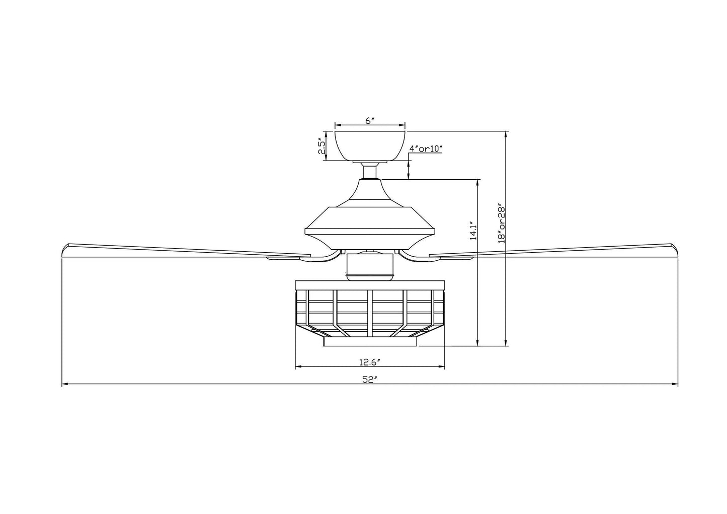 52" Paquette In Indoor Matte Black Industrial Ceiling Fan With Remote Control And Light Kit