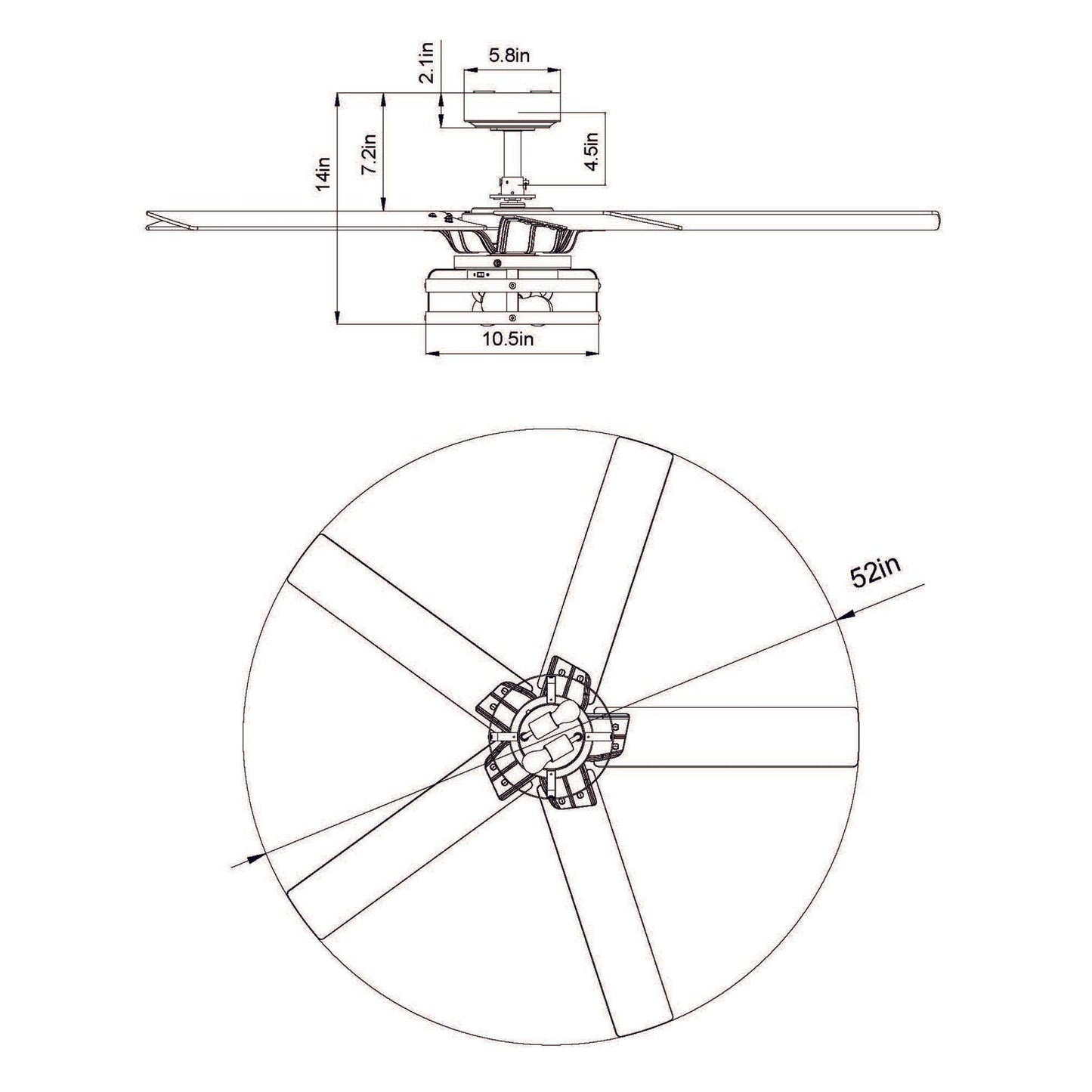 52" Industrial Reversible 5 Blade Led Ceiling Fan