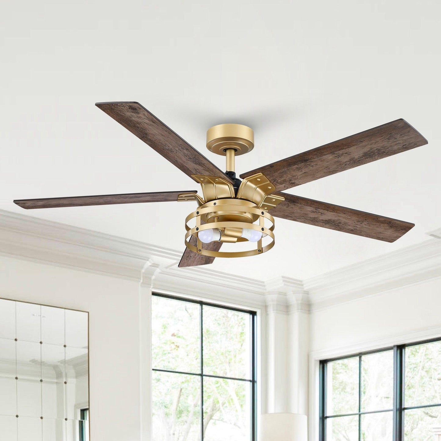 52" Industrial Reversible 5 Blade Led Ceiling Fan