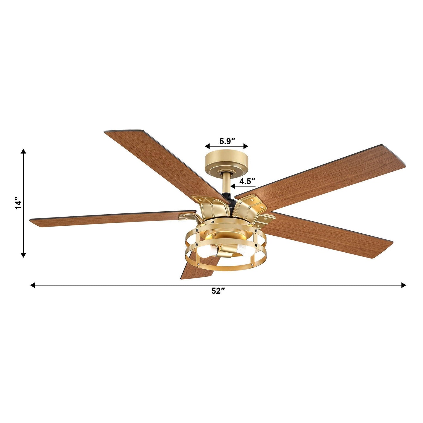 52" Industrial Reversible 5 Blade Led Ceiling Fan