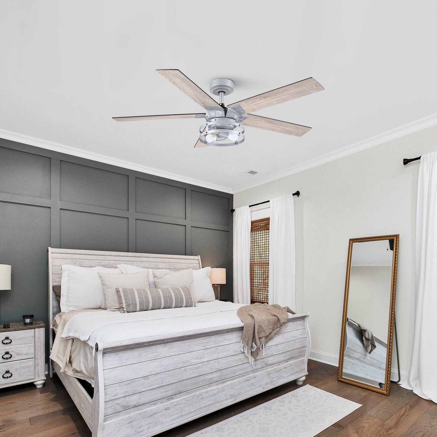 52" Industrial Reversible 5 Blade Led Ceiling Fan