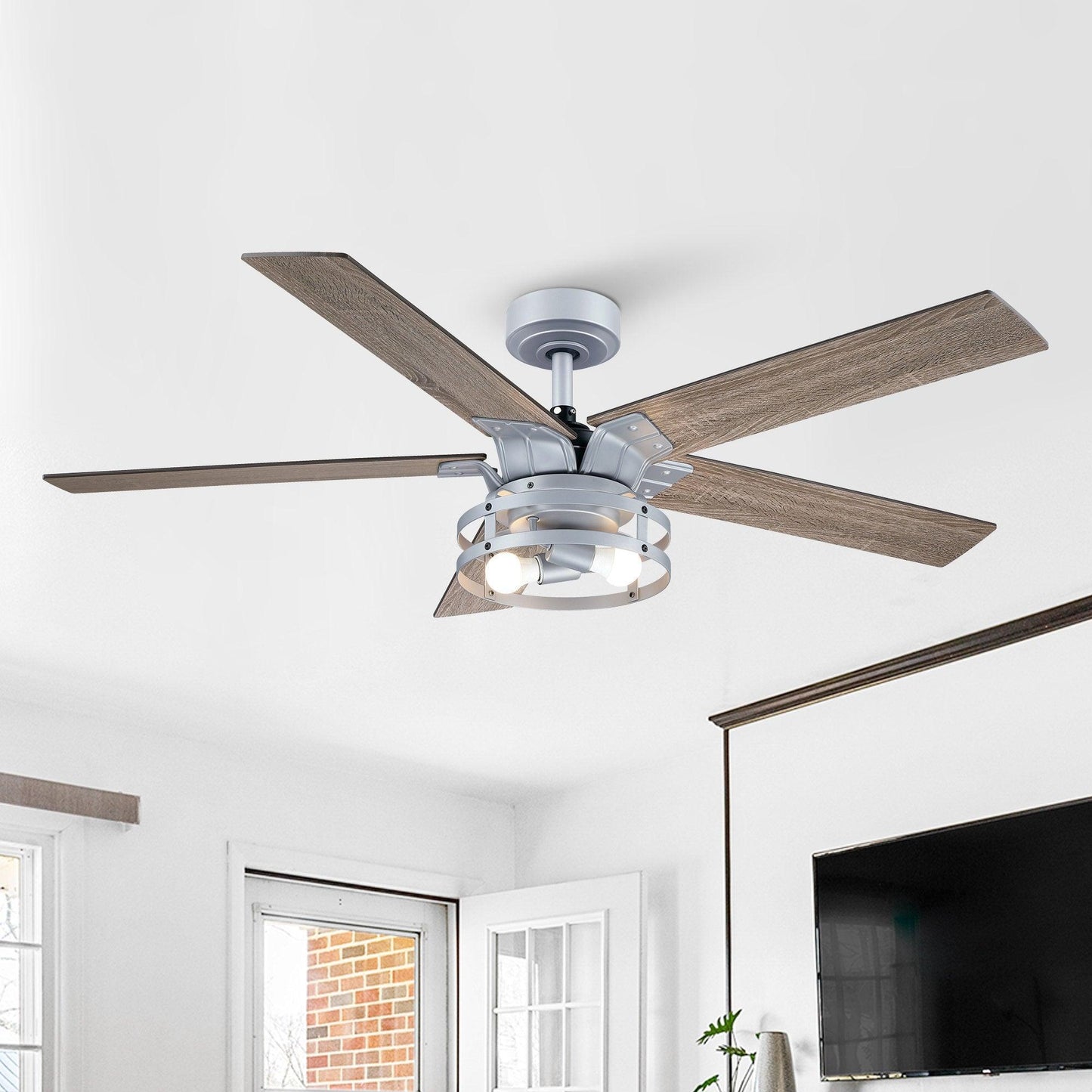 52" Industrial Reversible 5 Blade Led Ceiling Fan