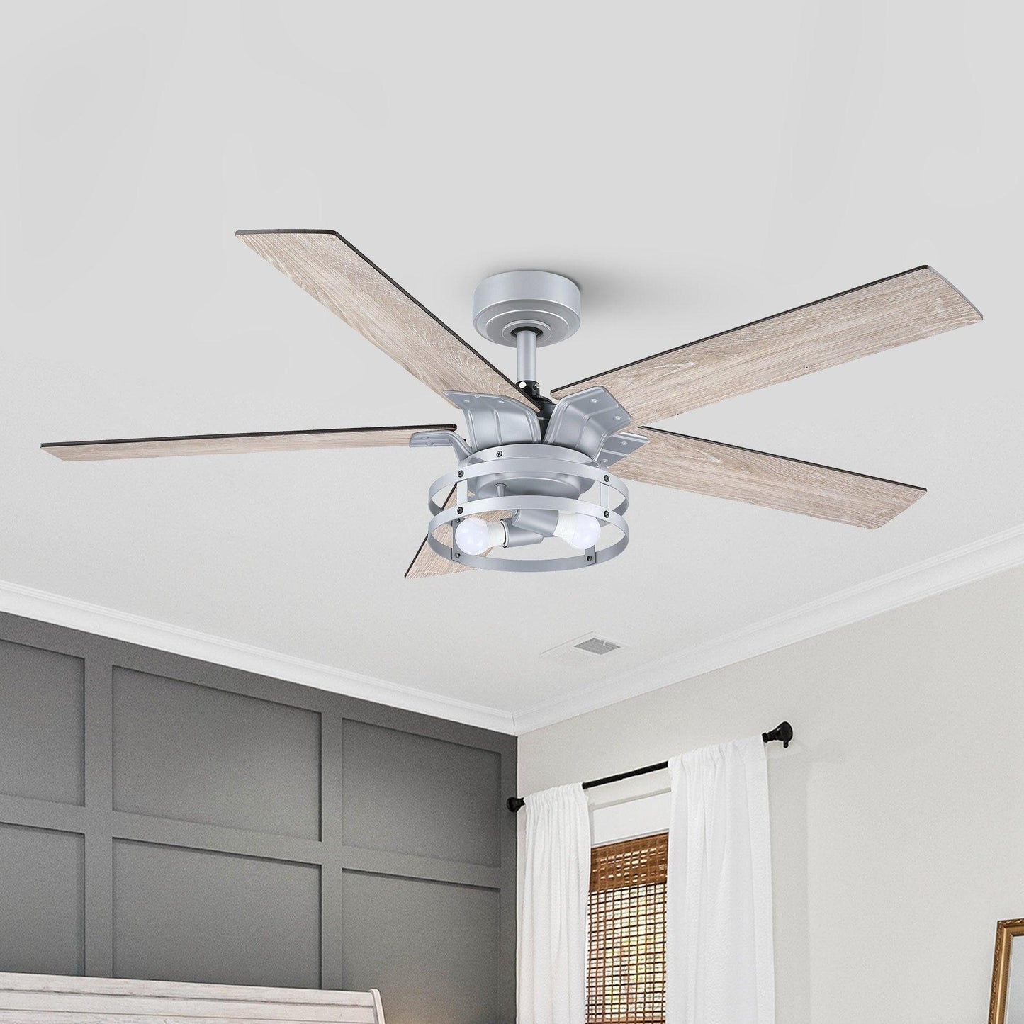 52" Industrial Reversible 5 Blade Led Ceiling Fan