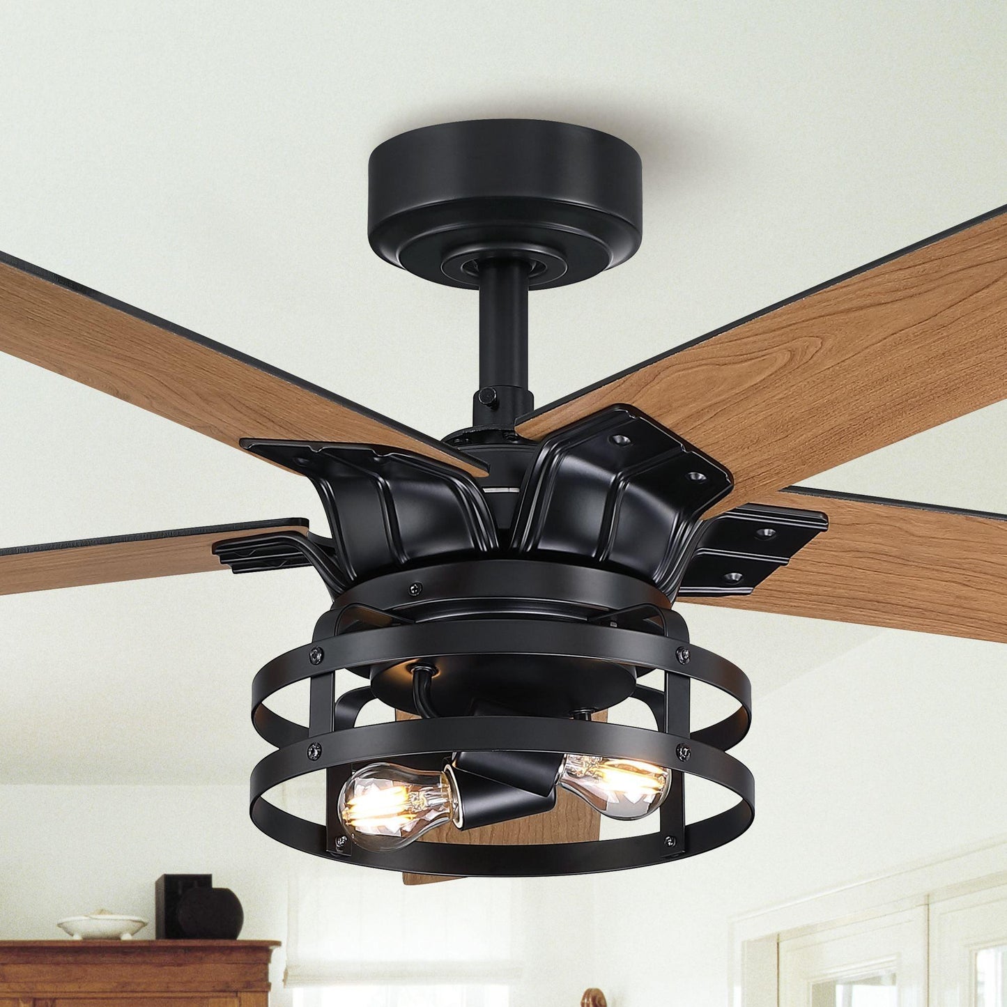 52" Industrial Reversible 5 Blade Led Ceiling Fan