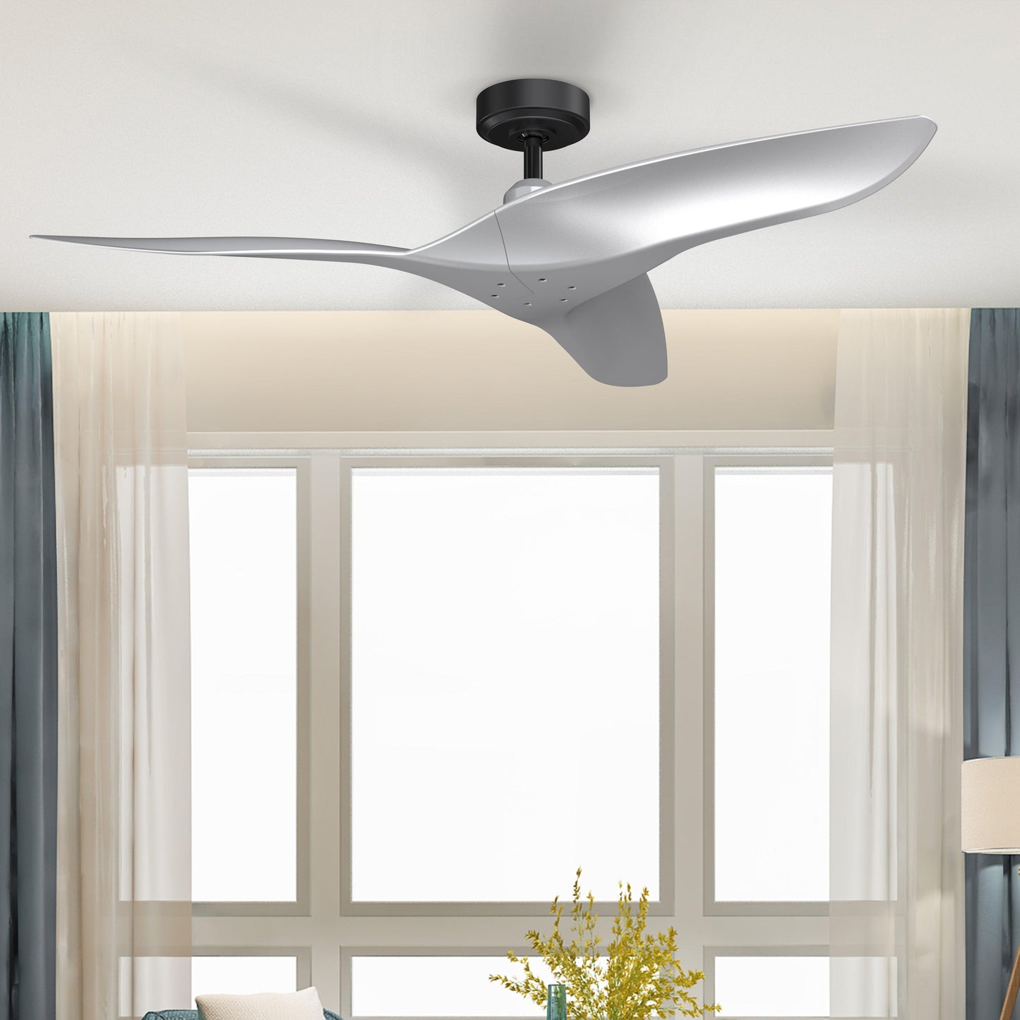 52" Punjab Industrial DC Motor Downrod Mount Reversible Ceiling Fan with Remote Control
