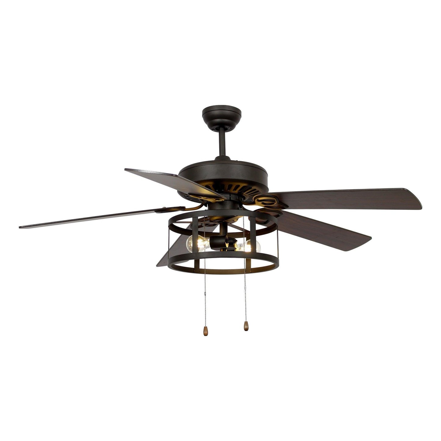 52" Urbana In Indoor Matte Black Industrial Ceiling Fan With Pull Chain And Light Kit