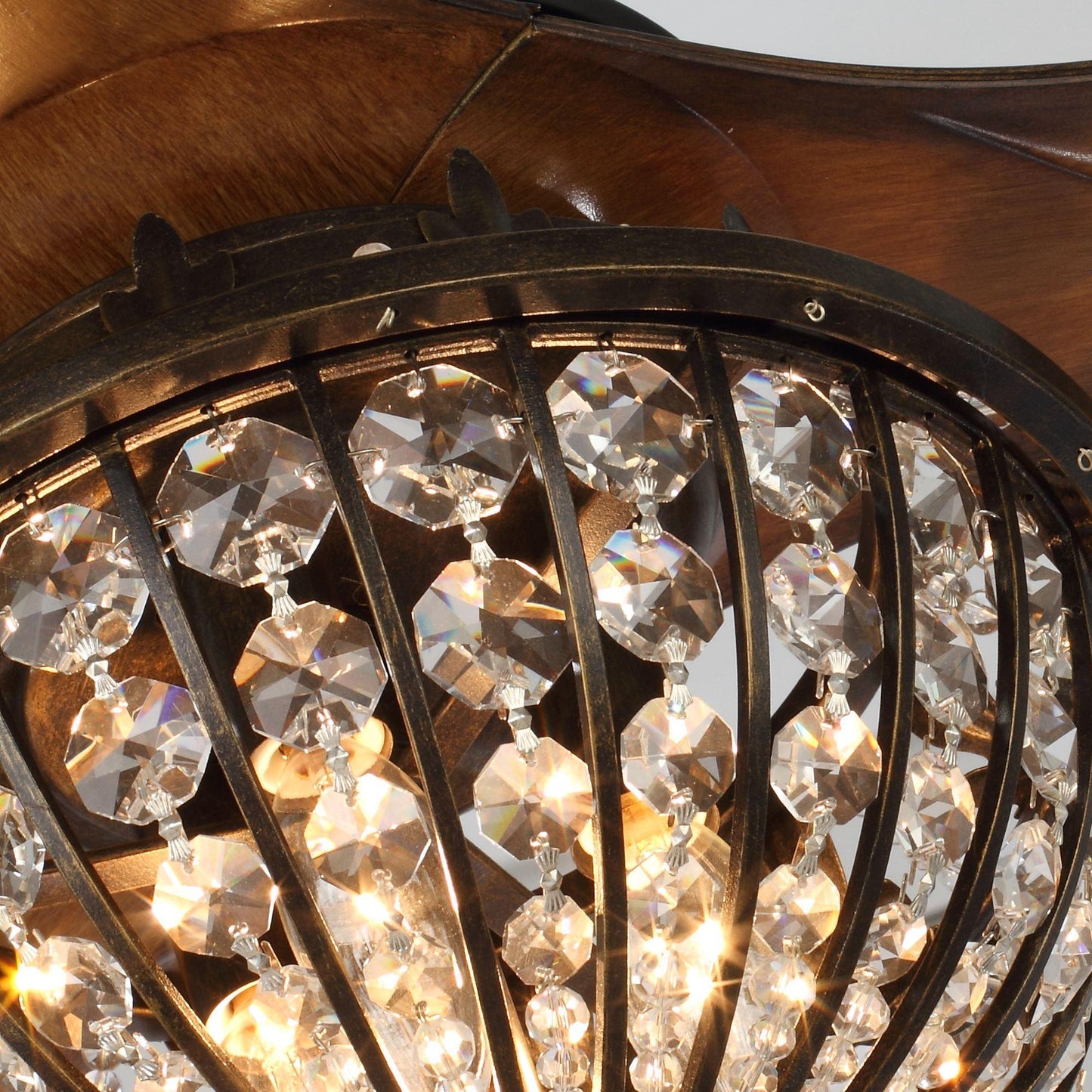 52" Vicky Indoor 3-Blade Rustic Crystal Ceiling Fan With Remote And Light Kit Included