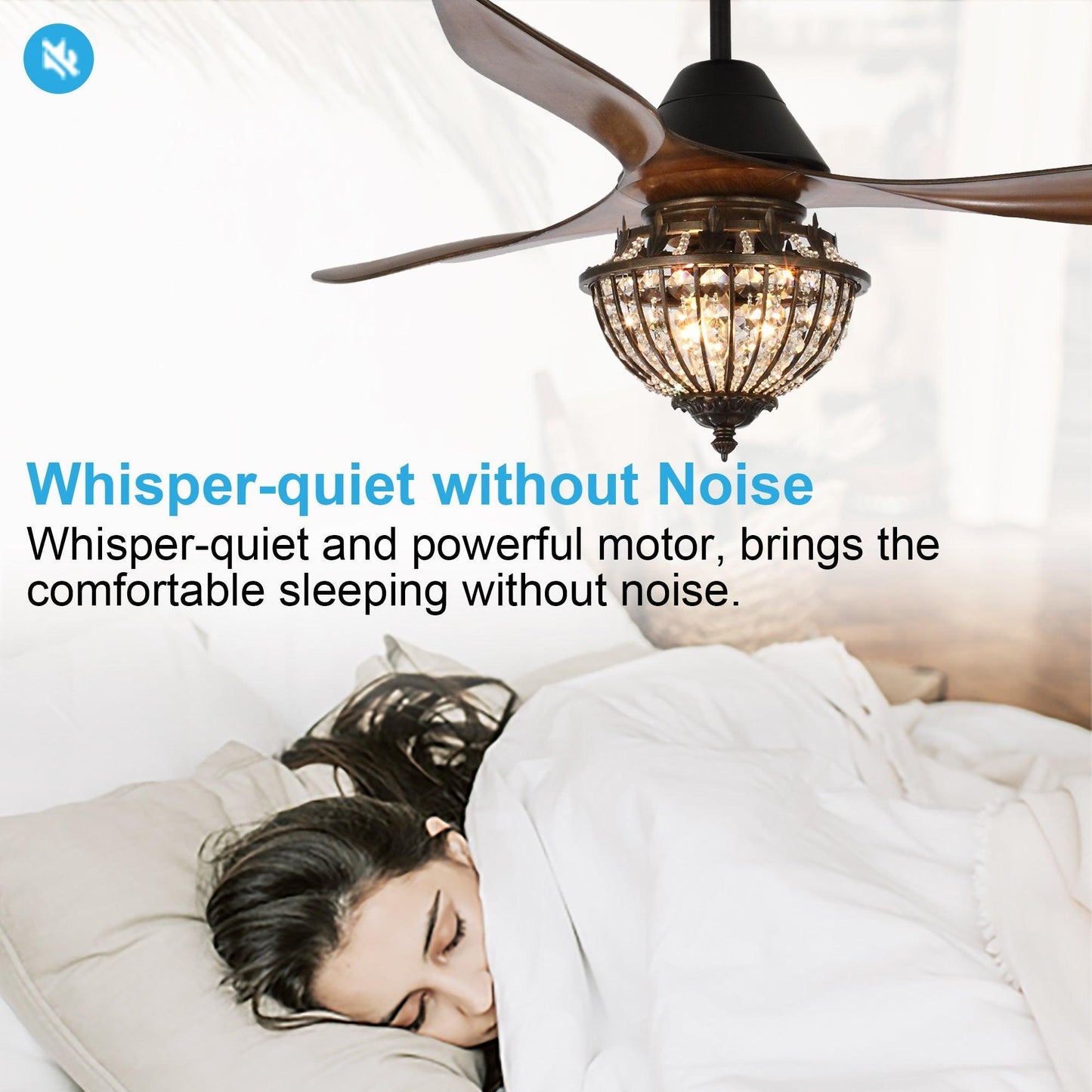 52" Vicky Indoor 3-Blade Rustic Crystal Ceiling Fan With Remote And Light Kit Included