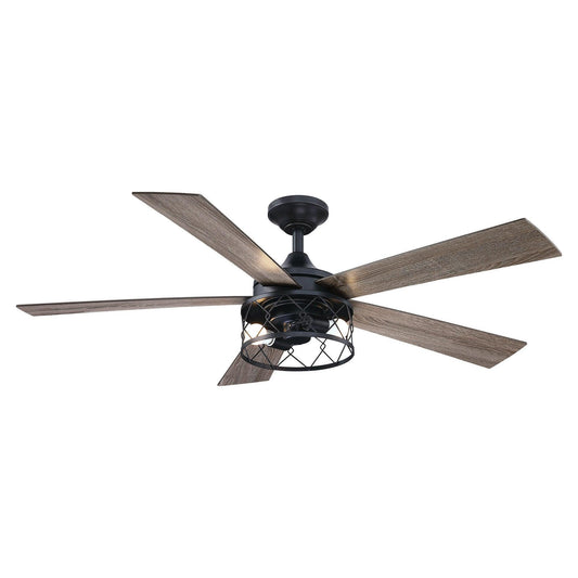 52" Windmill Modern DC Motor Downrod Mount Reversible Ceiling Fan With Lighting And Remote Control