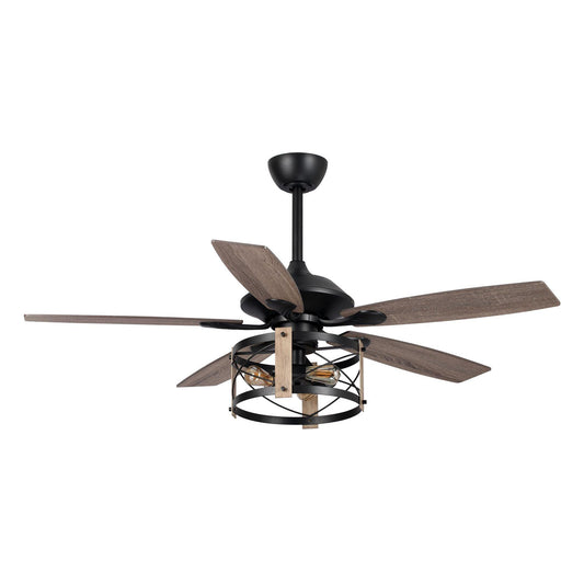 52" Wisner Industrial Downrod Mount Reversible Ceiling Fan with Lighting and Remote Control