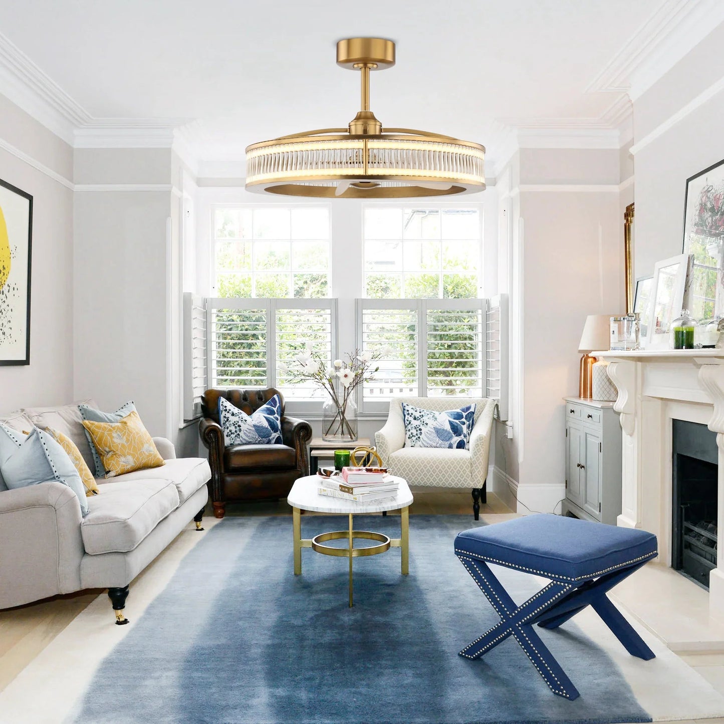 Perimost 29 Inch Lynn Golden Downrod Mount Luxury Fandelier with Remote Control