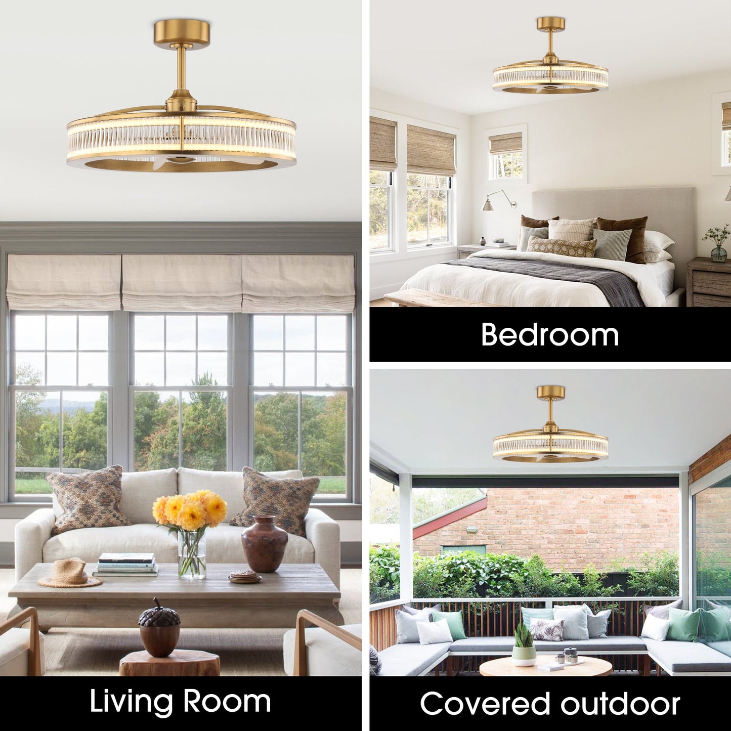 Perimost 29 Inch Lynn Golden Downrod Mount Luxury Fandelier with Remote Control