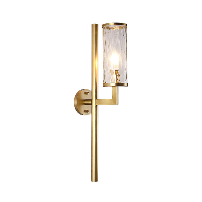 Arthur's Elegant Embrace: Modern Brass Wall Sconce with Clear Glass Shade