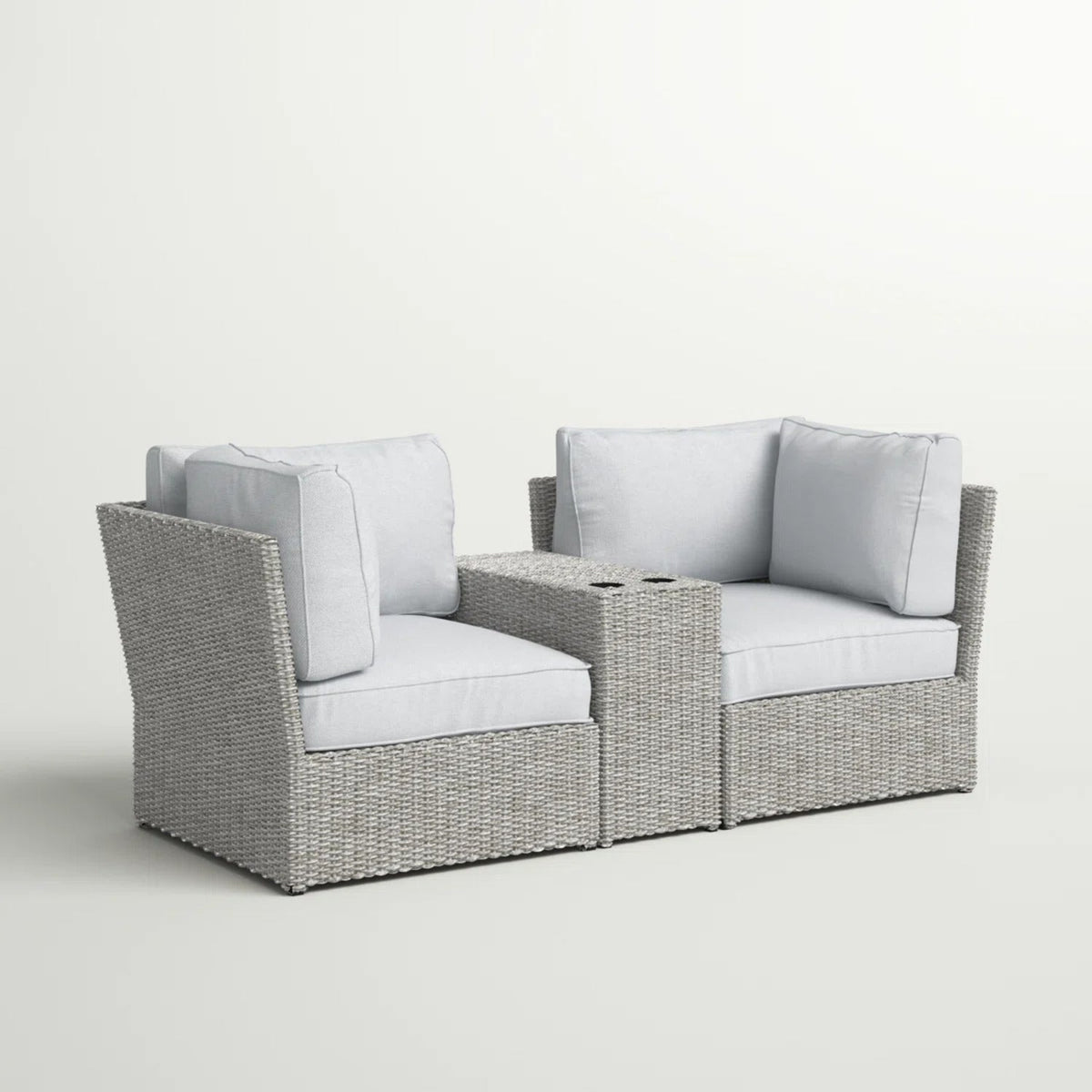 Fully Assembled 2-Person Wicker Patio Sofa Seating Group