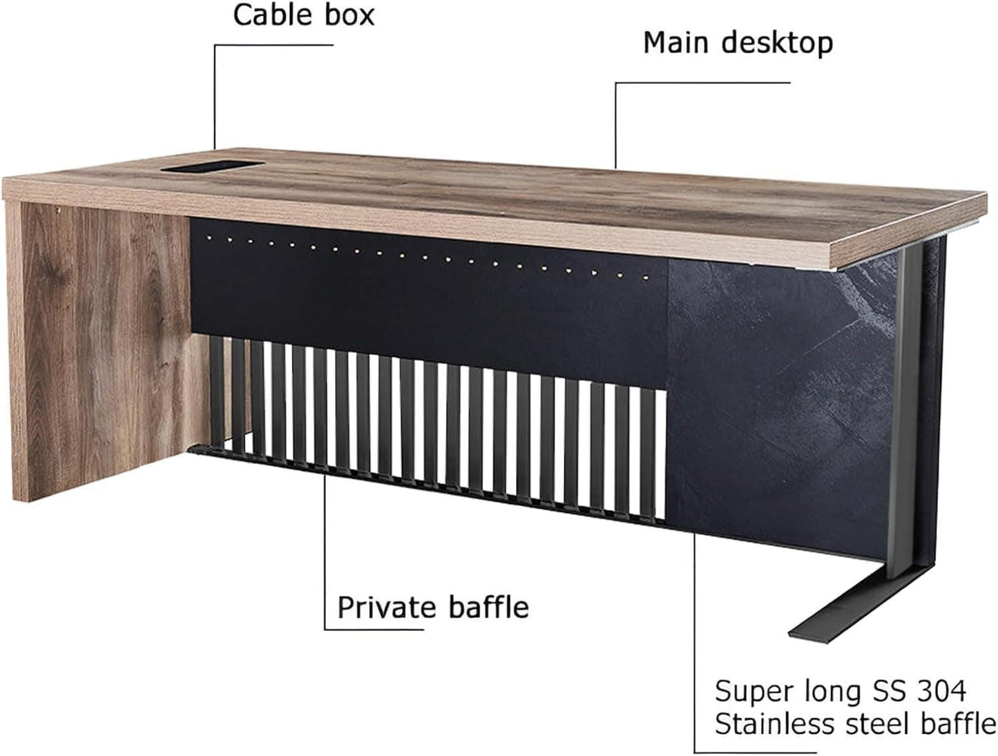 63 Inch Executive Office Desk Stainless Steel Frame