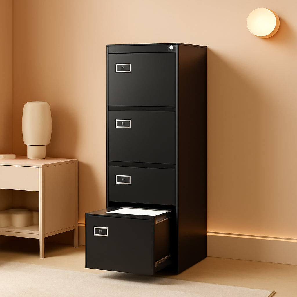 Locking 4 Drawer Vertical File Cabinet For Office Use