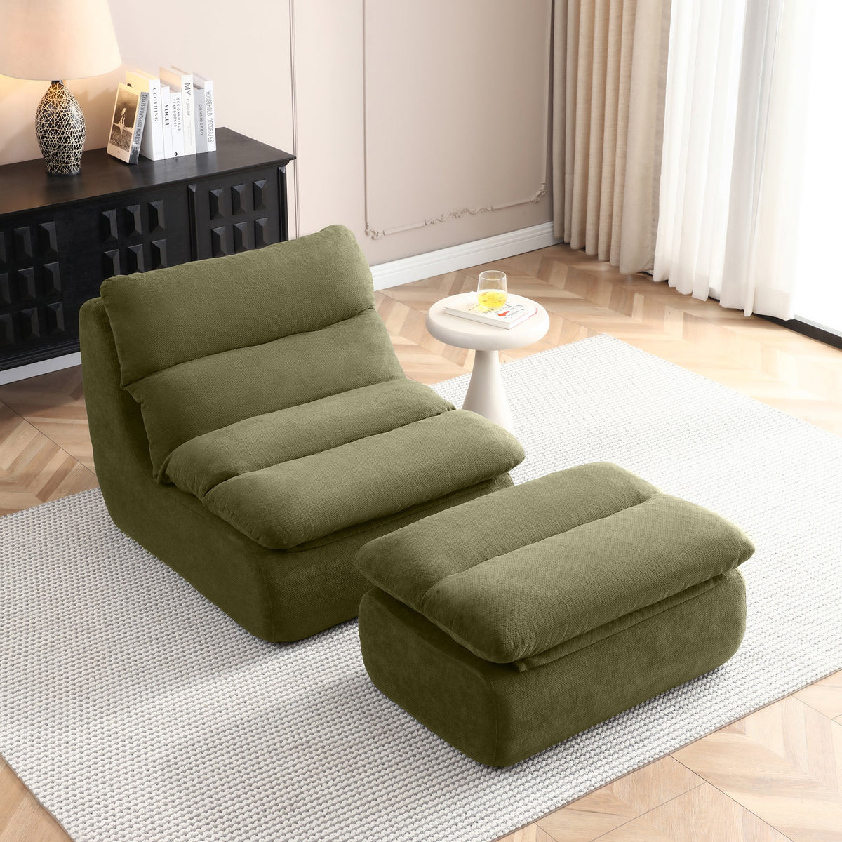 32" Bean Bag Chair with Ottoman