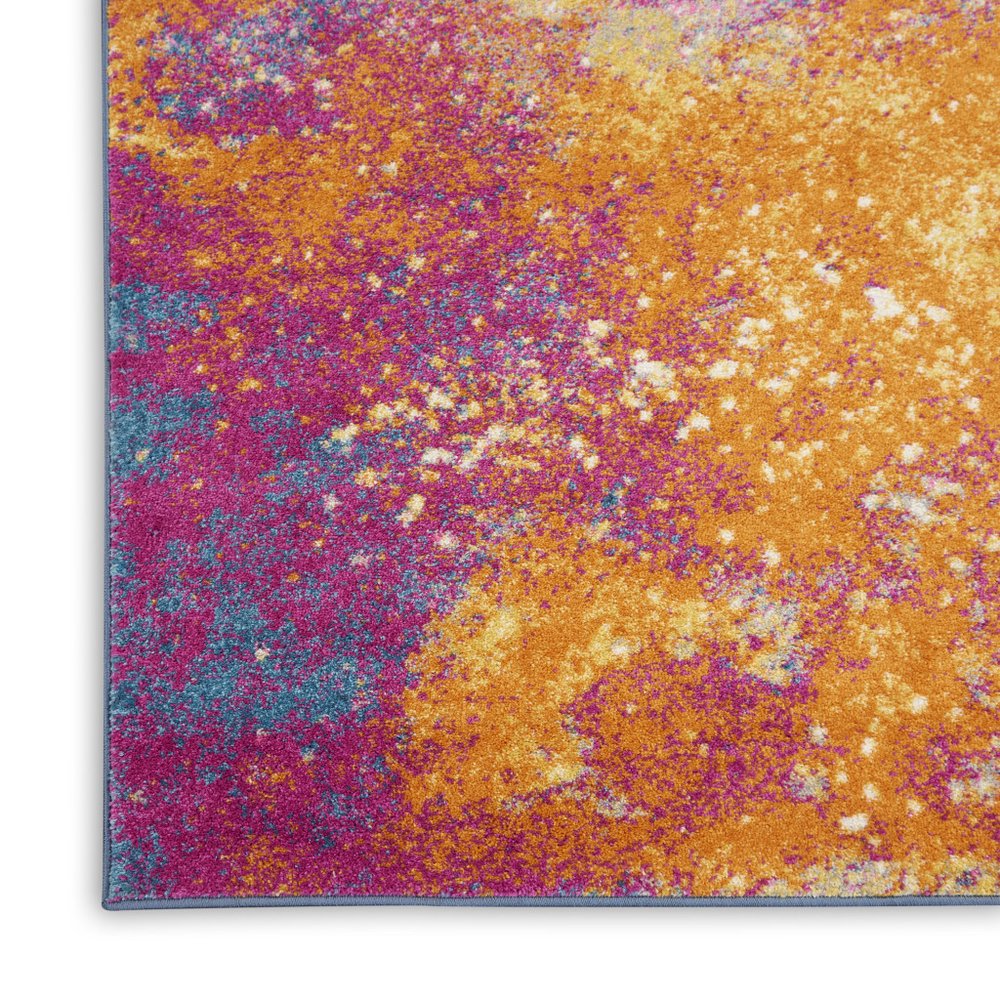 12' Blue Abstract Power Loom Runner Rug