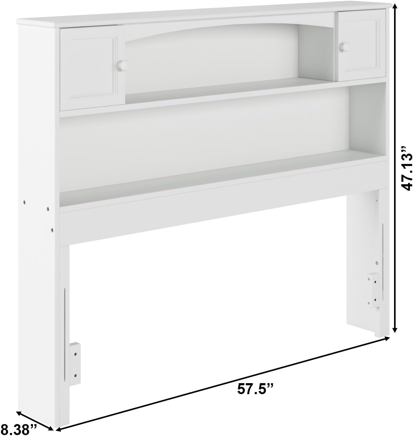 Newport Full Size Bookcase Headboard With Charger White