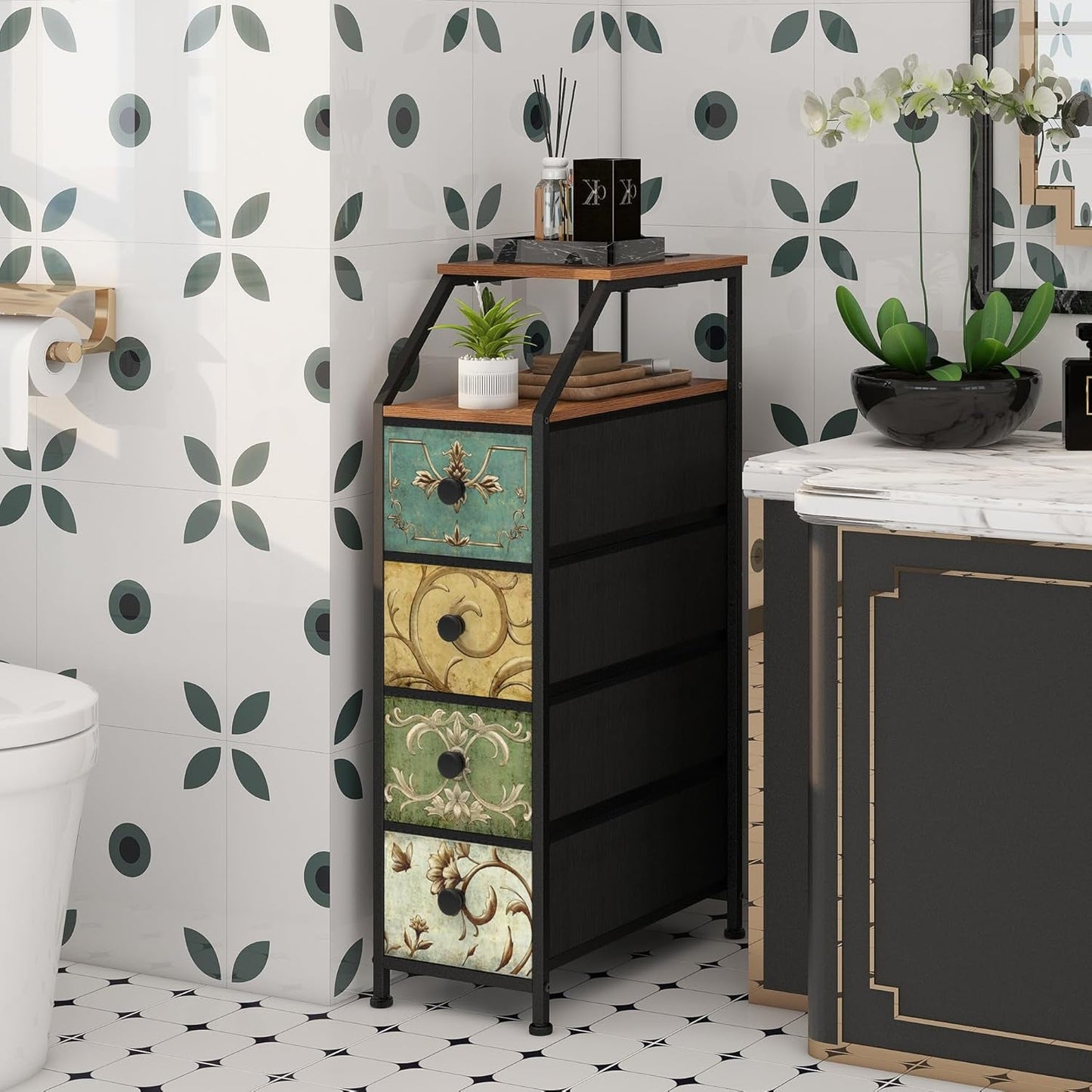 Narrow Tall Dresser With Integrated Charging Station