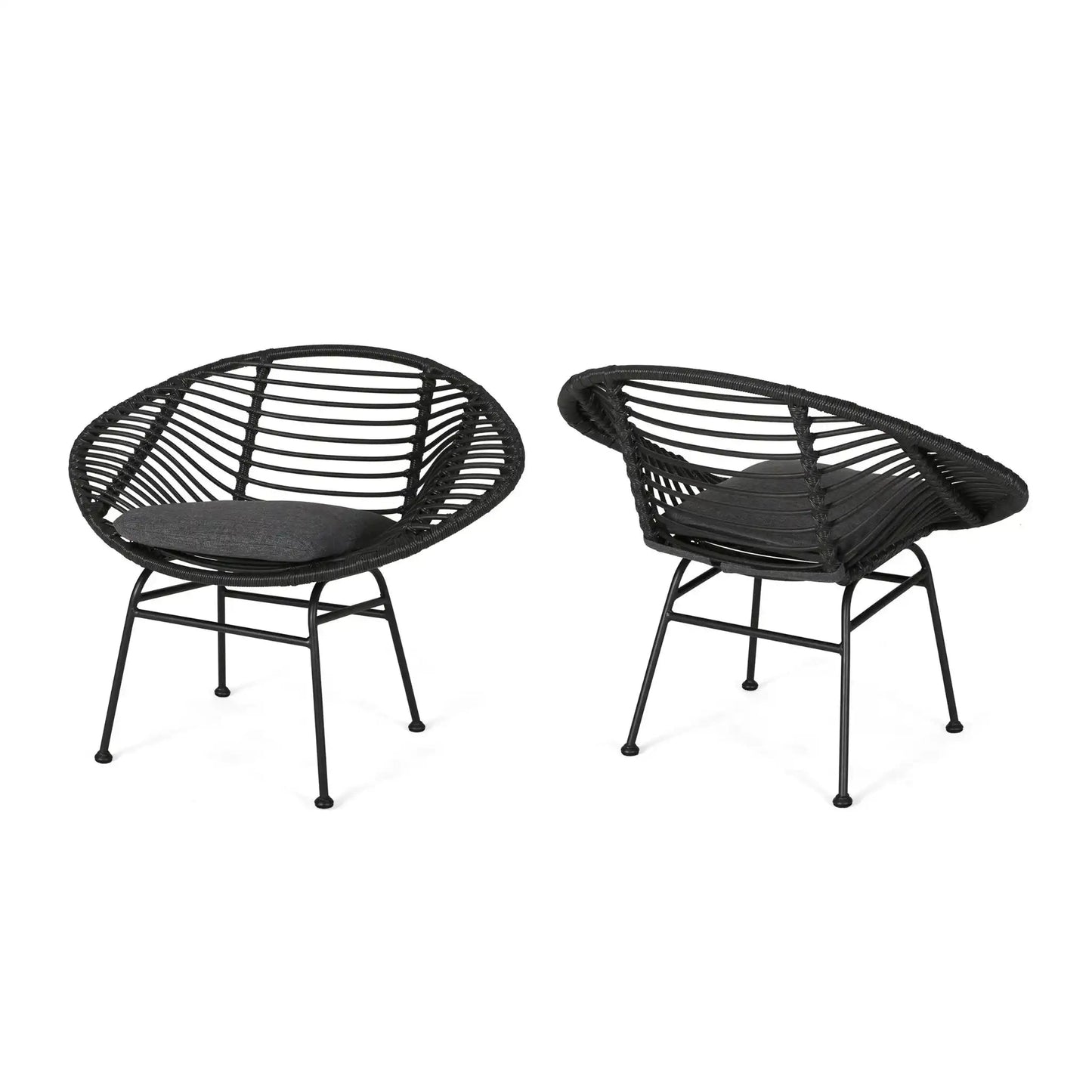 Cordella - Outdoor Woven Wicker Chairs With Cushions, Set of 2
