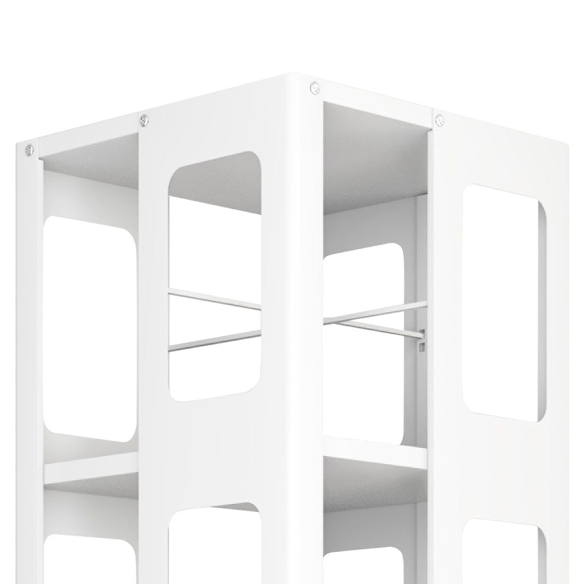 4-Tier All-Steel Rotating Bookshelf with 360° Wheels