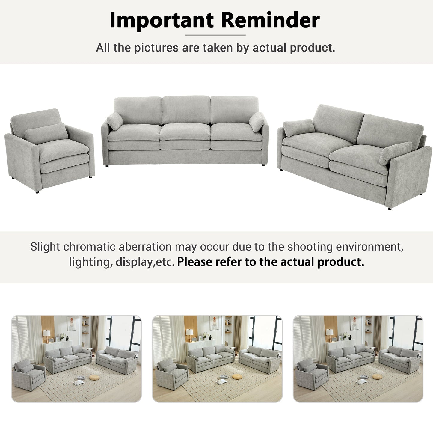 Cozy Upholstered Sofa Set - Oversized Comfortable Design