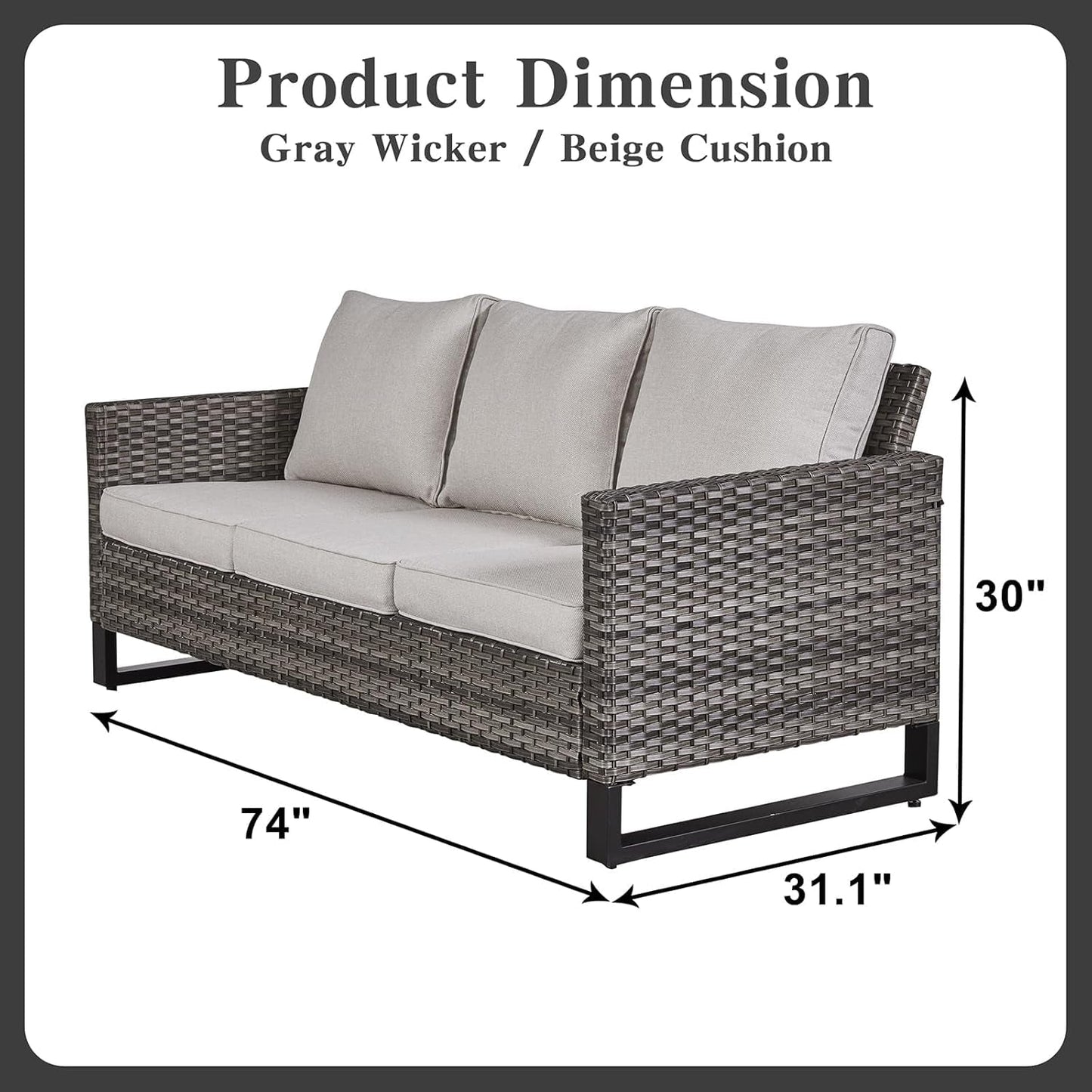 Oversize Outdoor Wicker Patio Sofa Set With Swivel Chairs