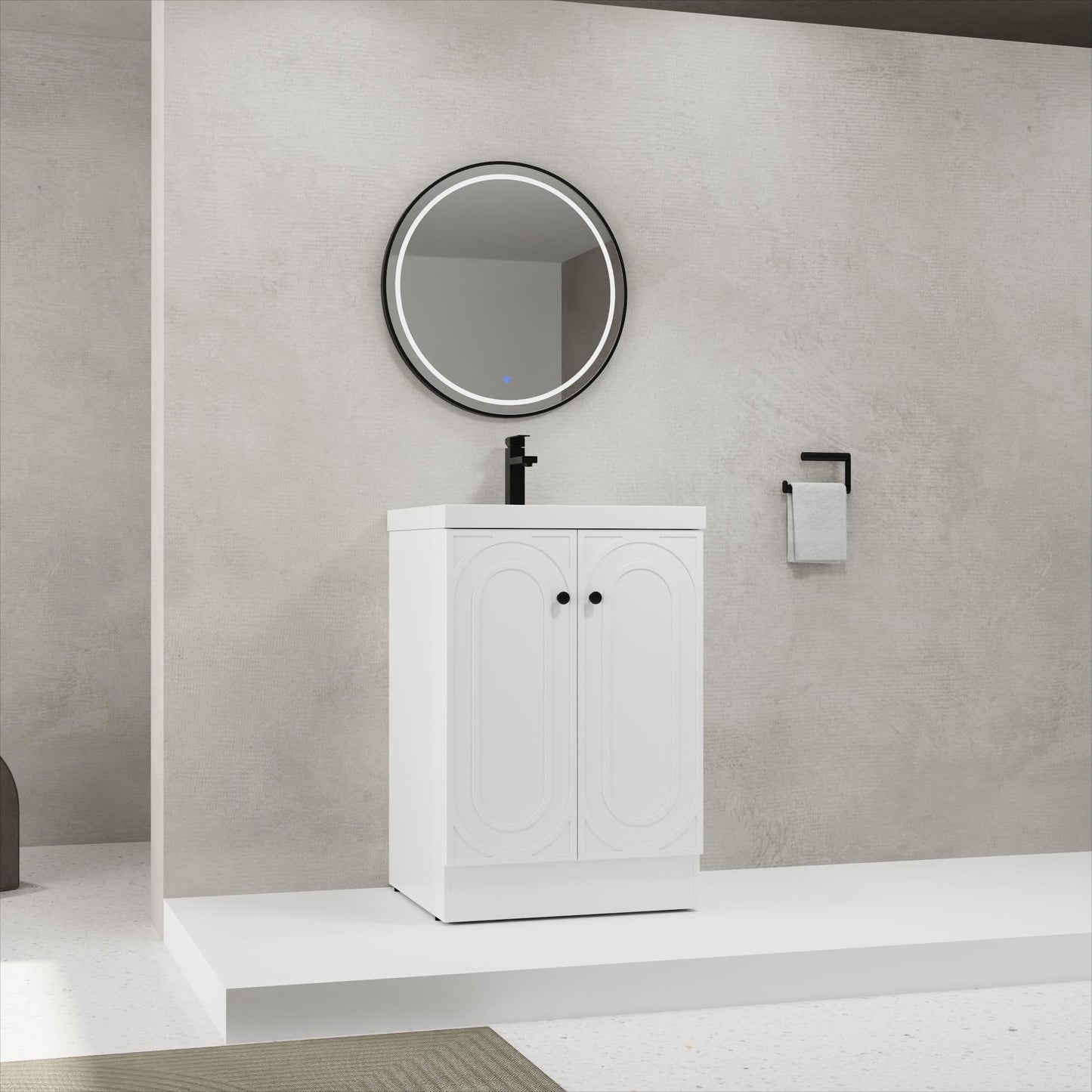 24" Freestanding Bathroom Vanity with Resin Sink
