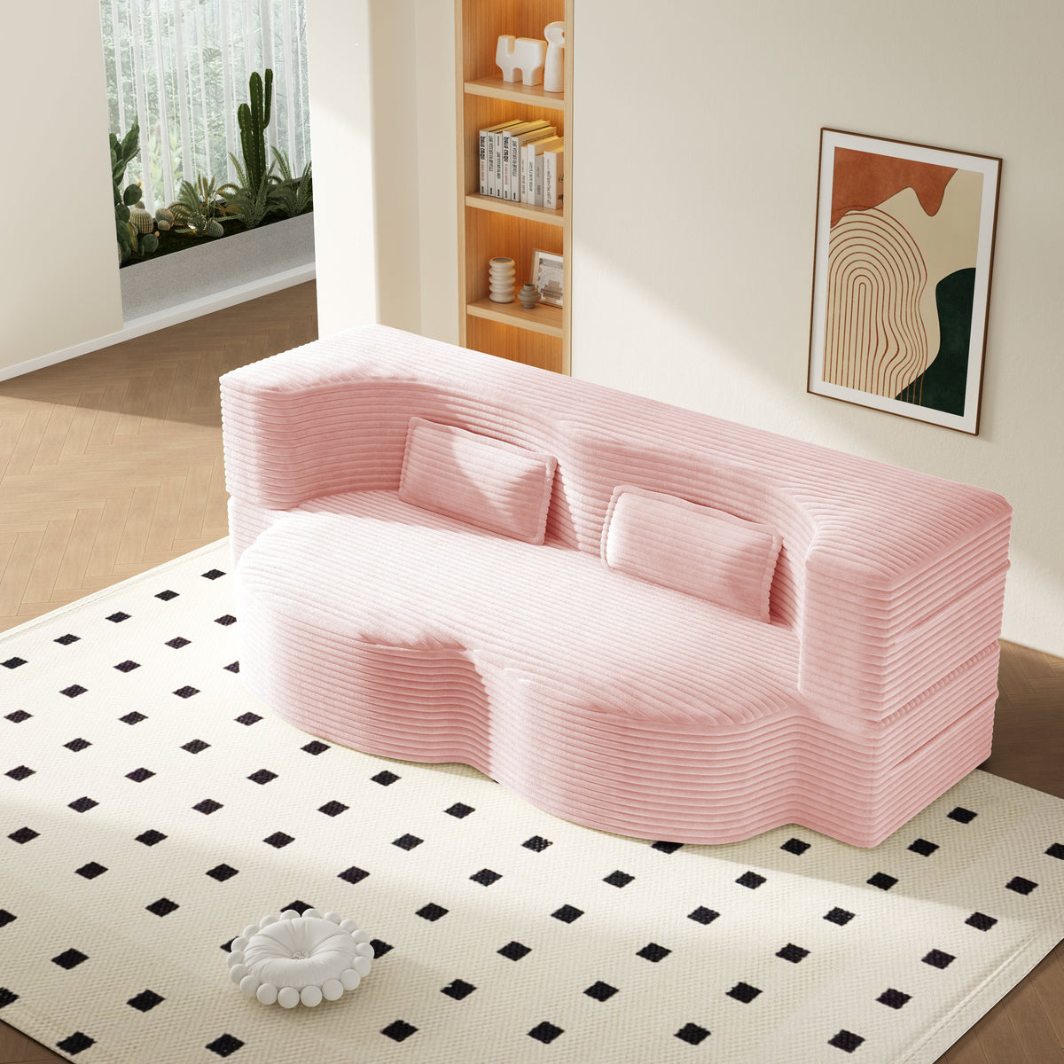 Modern Floor Sofa with 2 Pillows