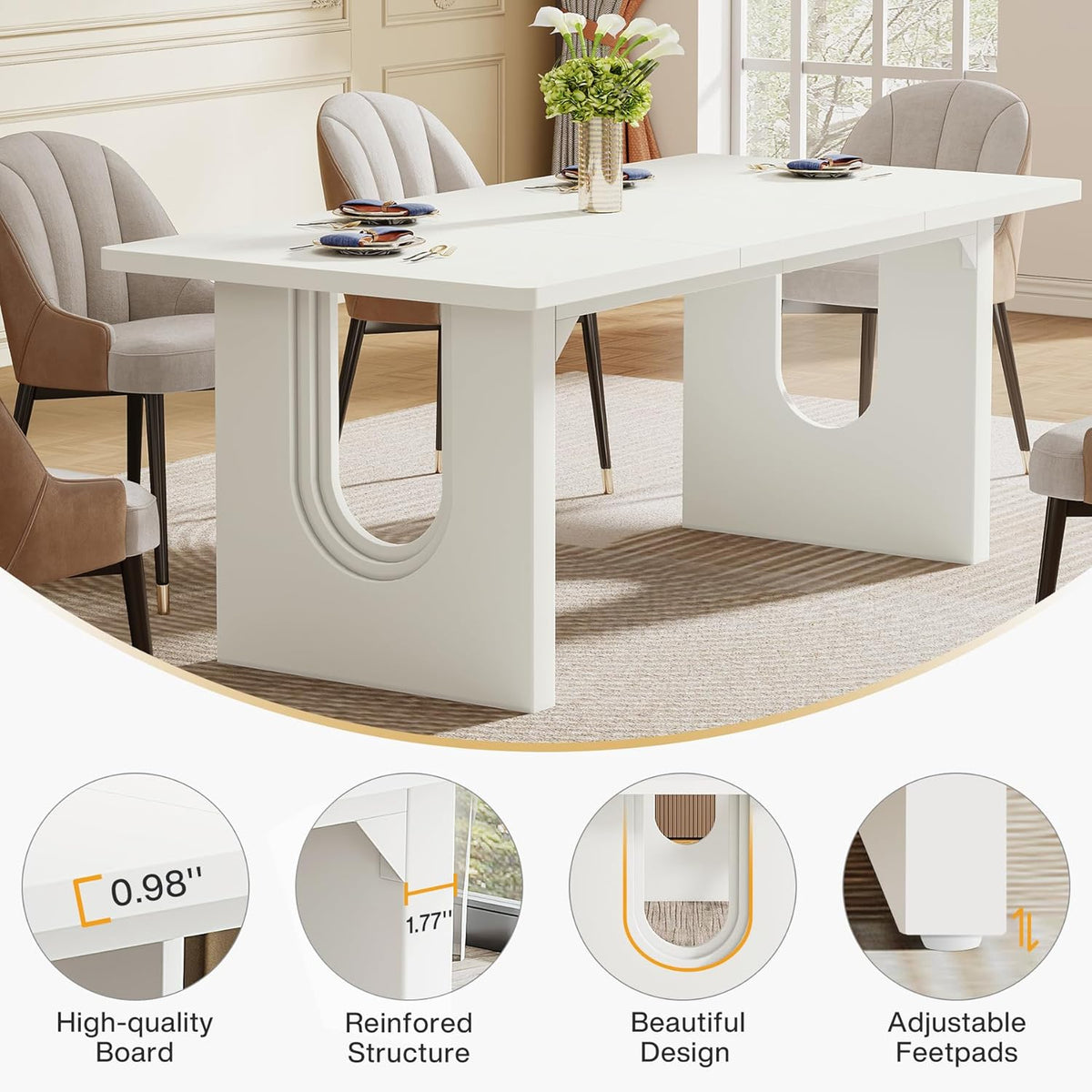 Modern 71" Rectangular Dining Table for 6–8 People