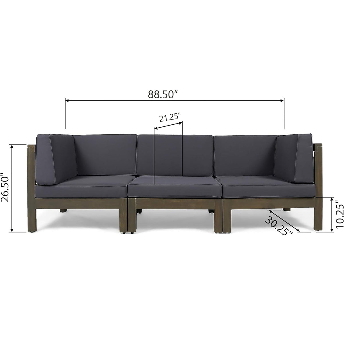 Oana 3-Piece Sofa Set, Dark