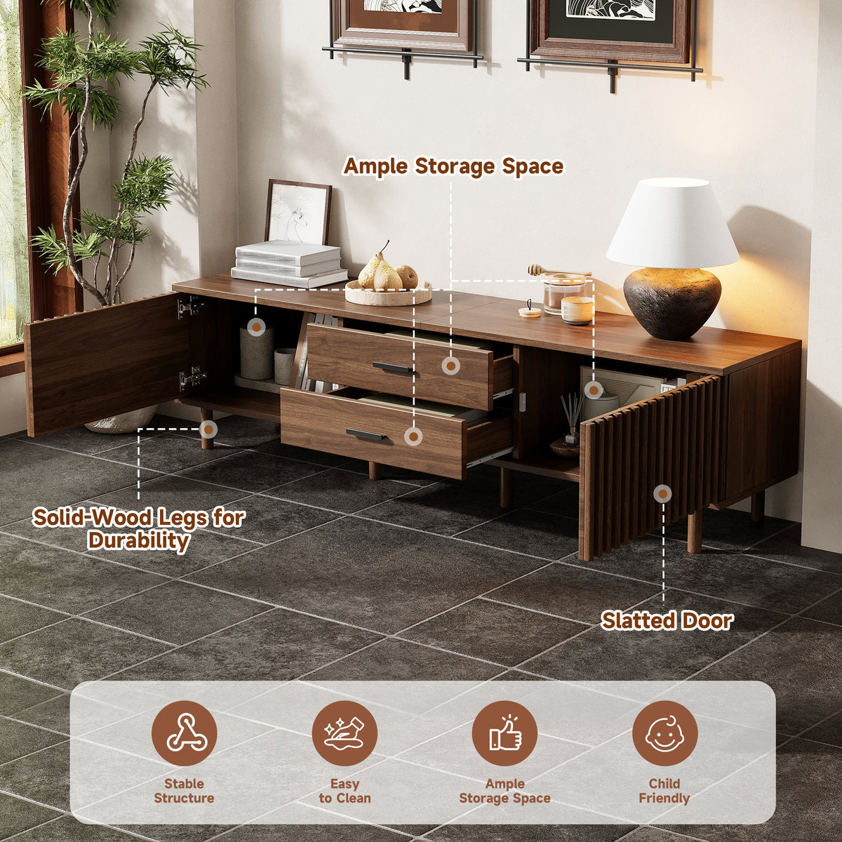 70 Inch Modern TV Stand for Living Room