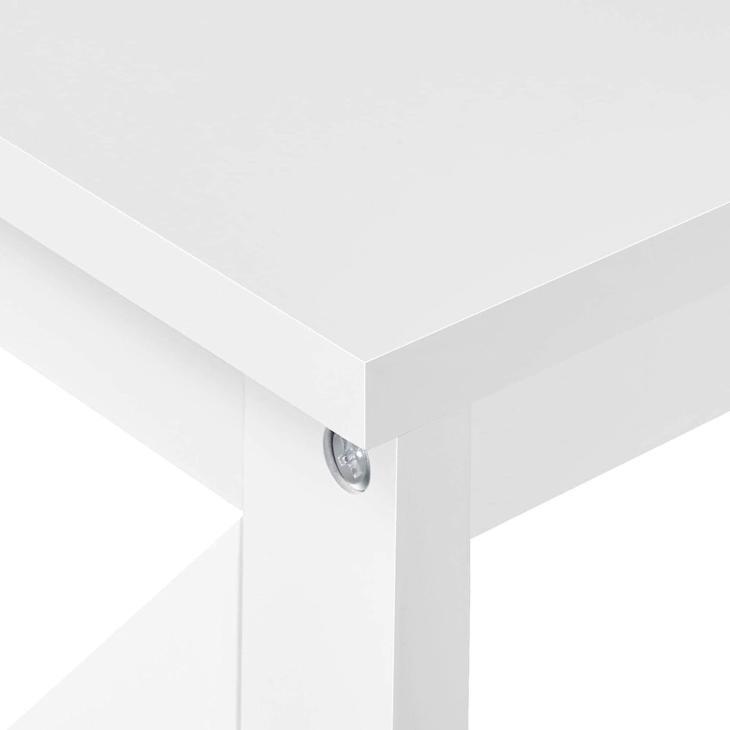 White Three Tier Console Table With Storage Shelves