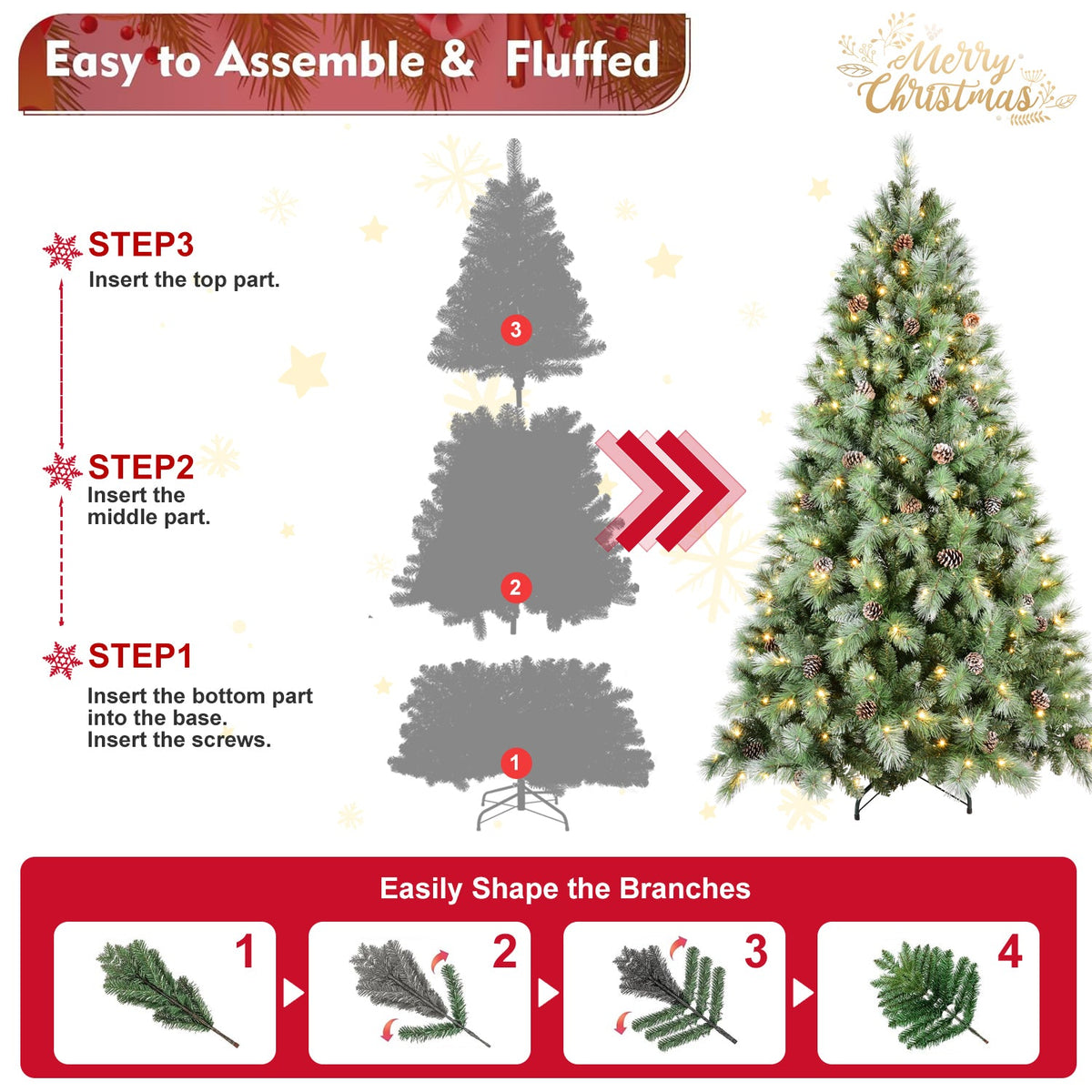 6FT Christmas Tree with 300 Warm White Lights