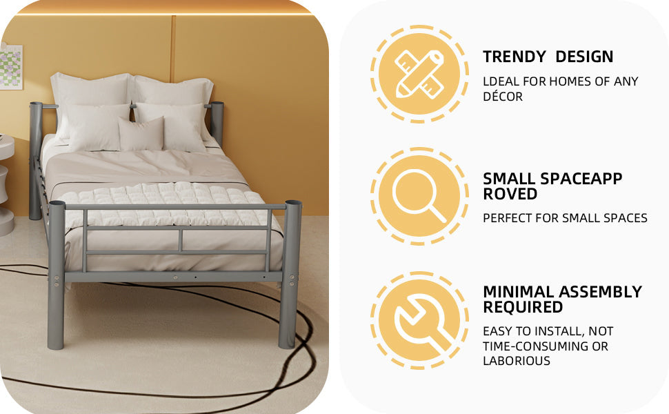 Convertible Twin Metal Bunk Bed Frame