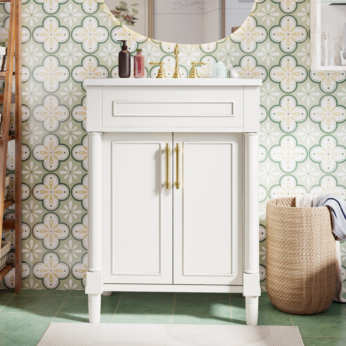 24" Bathroom Vanity with Integrated Ceramic Sink