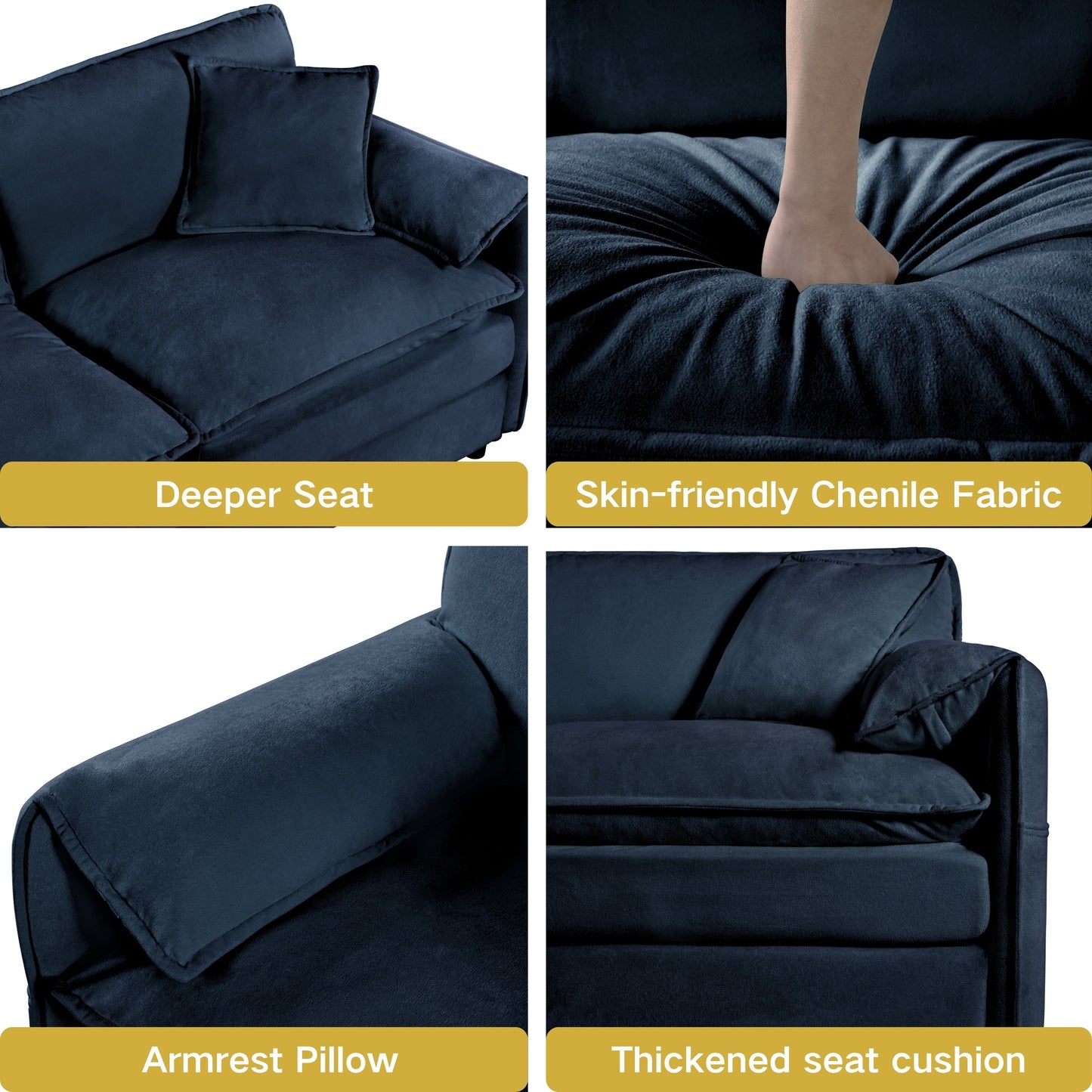 Modular Sectional Sofa Oversized Deep Seat L Shaped Couch Set for Living Room