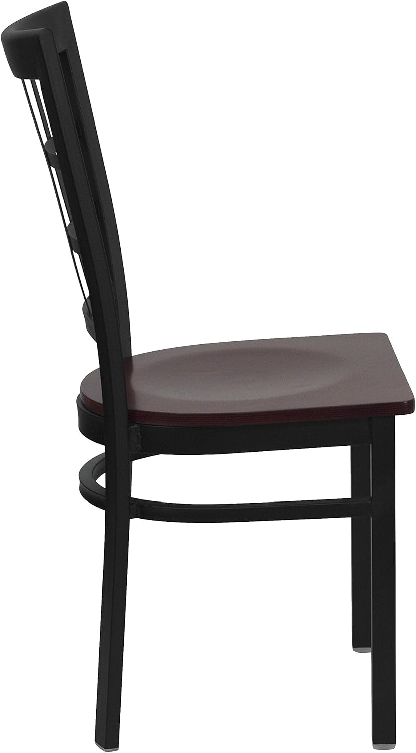 Hercules Series Black Window Back Metal Restaurant Chair