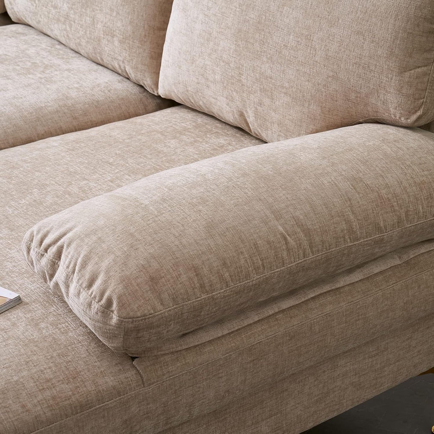 Convertible Sectional Sofa 110 Inch Camel U Shape