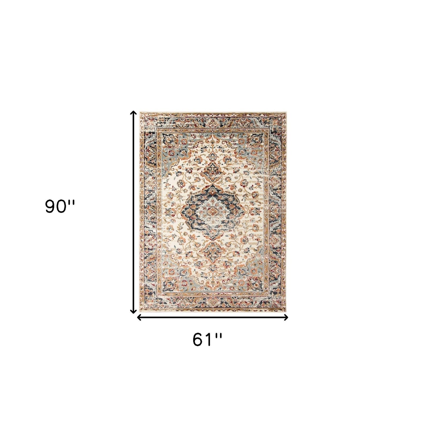 9' X 12' Ivory Medallion Power Loom Area Rug