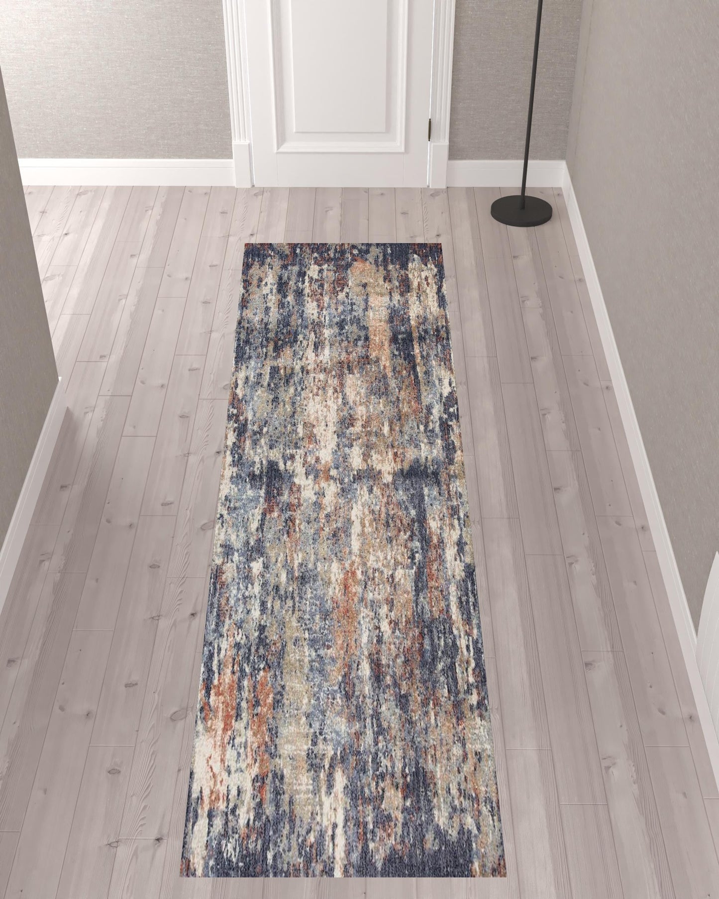 5' x 7' Light Gray Abstract Power Loom Area Rug