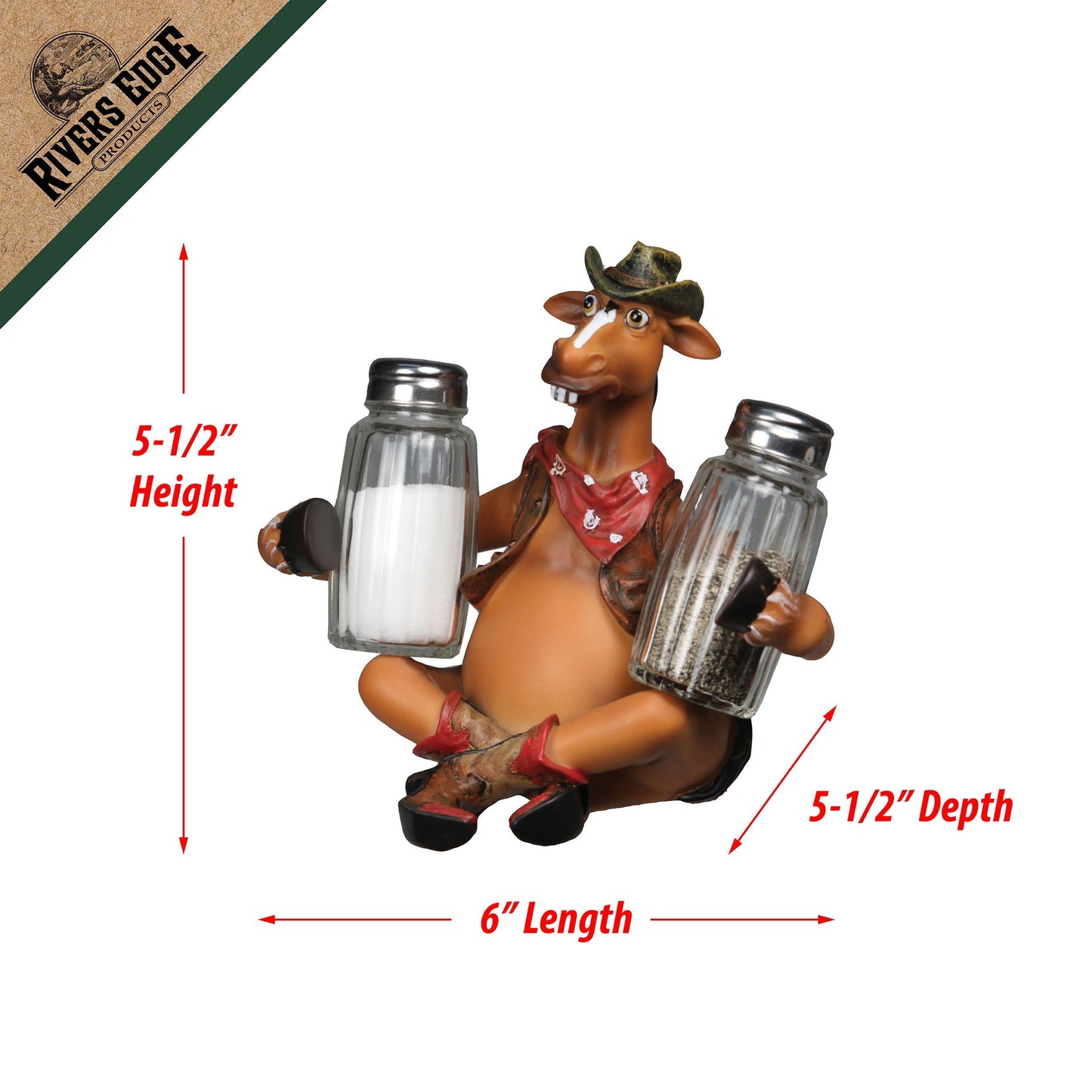 Salt and Pepper Shakers-Horse Holding