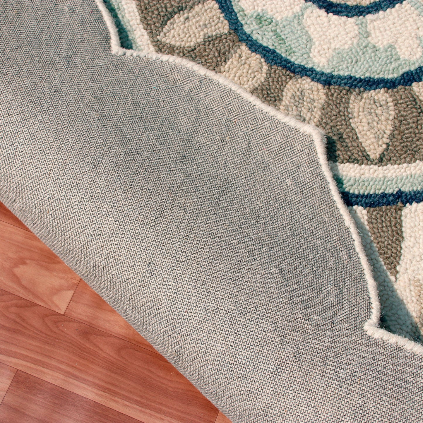 6' X 6' Blue Round Wool Floral Hand Tufted Area Rug